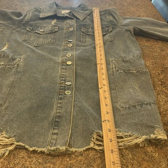 VEVERET Jean Jacket Button Down Western Distressed Women Size Small - Picture 12 of 12